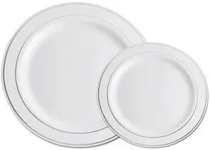 Gold Plastic Plates, MCIRCO 2 Pieces Disposable Party Plates for Weddings, Include 1 10.25 Inch Dinner Plates and 1 7.5 Inch Dessert Appetizer Plates, Silver Gold Plastic Plates, MCIRCO 2 Pieces Disposable Party Plates for Weddings, Include 1 10.25 Inch Dinner Plates and 1 7.5 Inch Dessert Appetizer Plates, Silver