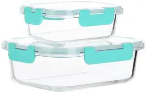 M MCIRCO 2 Pack Glass Meal Prep Containers with Lids, Glass Food Storage Containers with Snap Locking Lids, Airtight Lunch Containers, Microwave, Oven, Freezer and Dishwasher (Green) M MCIRCO 2 Pack Glass Meal Prep Containers with Lids, Glass Food Storage Containers with Snap Locking Lids, Airtight Lunch Containers, Microwave, Oven, Freezer and Dishwasher (Green)