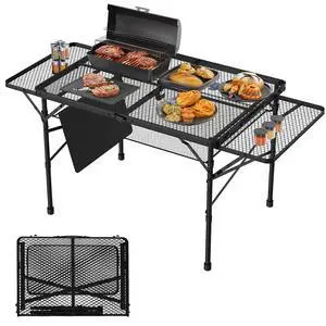 WildFinder Folding Table with 2 Wing Panels, 3x2 FT Foldable Camping Table | Height Adjustable Folding Grill Table with Mesh Desktop & Mesh Bag, Portable Outdoor Table for Picnic,Camping,BBQ,Beach WildFinder Folding Table with 2 Wing Panels, 3x2 FT Foldable Camping Table | Height Adjustable Folding Grill Table with Mesh Desktop & Mesh Bag, Portable Outdoor Table for Picnic,Camping,BBQ,Beach