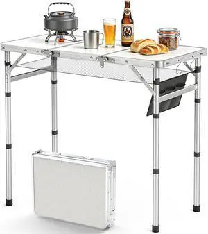 WildFinder Folding Camping Table, 3x1.3 FT Small Folding Table Portable | 3 Adjustable Height Max 27.5" Foldable Picnic Table, Carrying Handle & Mesh Bag, Outdoor Folding Table for Camping WildFinder Folding Camping Table, 3x1.3 FT Small Folding Table Portable | 3 Adjustable Height Max 27.5" Foldable Picnic Table, Carrying Handle & Mesh Bag, Outdoor Folding Table for Camping