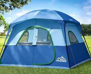WildFinder Camping Tent 6 Person, Family Tent with Rainfly | Double Layer,Waterproof & Windproof, Portable Easy Setup Tents for Camping, Suitable for Camping & Hiking WildFinder Camping Tent 6 Person, Family Tent with Rainfly | Double Layer,Waterproof & Windproof, Portable Easy Setup Tents for Camping, Suitable for Camping & Hiking
