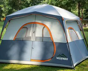 WildFinder Camping Tent 6 Person, Double Layer Family Tent with Rainfly Waterproof & Windproof, Portable Easy Setup Tents for Camping, Suitable for Camping & Hiking WildFinder Camping Tent 6 Person, Double Layer Family Tent with Rainfly Waterproof & Windproof, Portable Easy Setup Tents for Camping, Suitable for Camping & Hiking