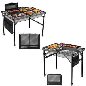 WildFinder Folding Table, 2pcs Camping Table with Mesh Desktop,2x1.3FT and 3x2FT Folding Grill Table with Mesh Bag,Portable Outdoor Table for Picnic,Camping,BBQ,Beach(Black) WildFinder Folding Table, 2pcs Camping Table with Mesh Desktop,2x1.3FT and 3x2FT Folding Grill Table with Mesh Bag,Portable Outdoor Table for Picnic,Camping,BBQ,Beach(Black)