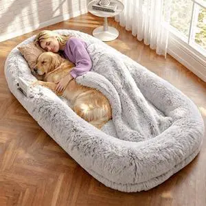 Murago Human Dog Bed for Adults, 75"x43"x10", Light Grey | Long Human Size Dog Bed, Removable Cover, Orthopedic Design Murago Human Dog Bed for Adults, 75"x43"x10", Light Grey | Long Human Size Dog Bed, Removable Cover, Orthopedic Design