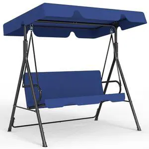 Murago Outdoor Patio Swing Chair with Adjustable Canopy, Blue | Outdoor Patio Glider Swing with Heavy Duty Stand for 3 Adult Persons, Ideal for Deck, Lawn, Backyard, or Porch Murago Outdoor Patio Swing Chair with Adjustable Canopy, Blue | Outdoor Patio Glider Swing with Heavy Duty Stand for 3 Adult Persons, Ideal for Deck, Lawn, Backyard, or Porch