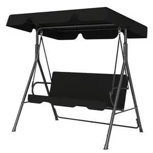 Murago Outdoor Patio Swing Chair with Adjustable Canopy, Black | Outdoor Patio Glider Swing with Heavy Duty Stand for 3 Adult Persons, Ideal for Deck, Lawn, Backyard, or Porch Murago Outdoor Patio Swing Chair with Adjustable Canopy, Black | Outdoor Patio Glider Swing with Heavy Duty Stand for 3 Adult Persons, Ideal for Deck, Lawn, Backyard, or Porch