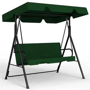 Murago Outdoor Patio Swing Chair with Adjustable Canopy, Green | Outdoor Patio Glider Swing with Heavy Duty Stand for 3 Adult Persons, Ideal for Deck, Lawn, Backyard, or Porch Murago Outdoor Patio Swing Chair with Adjustable Canopy, Green | Outdoor Patio Glider Swing with Heavy Duty Stand for 3 Adult Persons, Ideal for Deck, Lawn, Backyard, or Porch