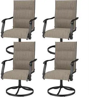 Murago Patio Chairs Set of 4, Outdoor Chairs Set of 4, Patio Chairs, Brown | 360 Swivel and All Weather Rocking Chair with Padded Textilene Mesh Fabric and Rust Proof Steel Frame, 400 Lb. Capacity Murago Patio Chairs Set of 4, Outdoor Chairs Set of 4, Patio Chairs, Brown | 360 Swivel and All Weather Rocking Chair with Padded Textilene Mesh Fabric and Rust Proof Steel Frame, 400 Lb. Capacity