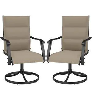 Murago Patio Chairs Set of 2, Outdoor Chairs Set of 2, Patio Chairs, Khaki | 360 Swivel and All Weather Rocking Chair with Padded Textilene Mesh Fabric and Rust Proof Steel Frame, 400 Lb. Capacity Murago Patio Chairs Set of 2, Outdoor Chairs Set of 2, Patio Chairs, Khaki | 360 Swivel and All Weather Rocking Chair with Padded Textilene Mesh Fabric and Rust Proof Steel Frame, 400 Lb. Capacity