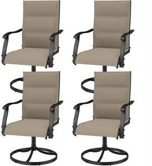 Murago Patio Chairs Set of 4, Outdoor Chairs Set of 4, Patio Chairs, Khaki | 360 Swivel and All Weather Rocking Chair with Padded Textilene Mesh Fabric and Rust Proof Steel Frame, 400 Lb. Capacity Murago Patio Chairs Set of 4, Outdoor Chairs Set of 4, Patio Chairs, Khaki | 360 Swivel and All Weather Rocking Chair with Padded Textilene Mesh Fabric and Rust Proof Steel Frame, 400 Lb. Capacity