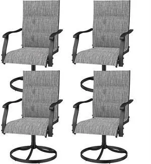 Murago Patio Chairs Set of 4, Outdoor Chairs Set of 4, Patio Chairs, Grey | 360 Swivel and All Weather Rocking Chair with Padded Textilene Mesh Fabric and Rust Proof Steel Frame, 400 Lb. Capacity Murago Patio Chairs Set of 4, Outdoor Chairs Set of 4, Patio Chairs, Grey | 360 Swivel and All Weather Rocking Chair with Padded Textilene Mesh Fabric and Rust Proof Steel Frame, 400 Lb. Capacity