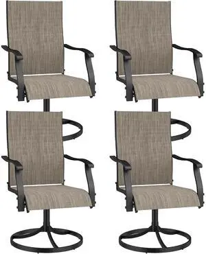 Murago Patio Chairs Set of 4, Outdoor Swivel Chairs Set of 4, Brown | 360 Swivel and All Weather Rocking Chair with Textilene Mesh Fabric and Rust Proof Steel Frame, 400 Lb. Capacity Murago Patio Chairs Set of 4, Outdoor Swivel Chairs Set of 4, Brown | 360 Swivel and All Weather Rocking Chair with Textilene Mesh Fabric and Rust Proof Steel Frame, 400 Lb. Capacity