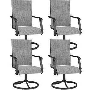 Murago Patio Chairs Set of 4, Outdoor Swivel Chairs Set of 4, Grey | 360 Swivel and All Weather Rocking Chair with Textilene Mesh Fabric and Rust Proof Steel Frame, 400 Lb. Capacity Murago Patio Chairs Set of 4, Outdoor Swivel Chairs Set of 4, Grey | 360 Swivel and All Weather Rocking Chair with Textilene Mesh Fabric and Rust Proof Steel Frame, 400 Lb. Capacity