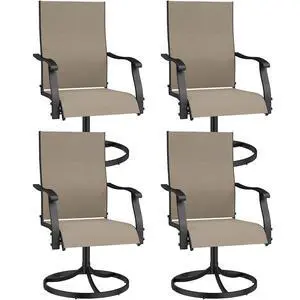 Murago Patio Chairs Set of 4, Outdoor Swivel Chairs Set of 4, Khaki | 360 Swivel and All Weather Rocking Chair with Textilene Mesh Fabric and Rust Proof Steel Frame, 400 Lb. Capacity Murago Patio Chairs Set of 4, Outdoor Swivel Chairs Set of 4, Khaki | 360 Swivel and All Weather Rocking Chair with Textilene Mesh Fabric and Rust Proof Steel Frame, 400 Lb. Capacity