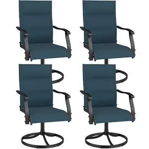 Murago Patio Chairs Set of 4, Outdoor Swivel Chairs Set of 4, Padded Blue | 360 Swivel and All Weather Rocking Chair with Padded Textilene Mesh Fabric and Rust Proof Steel Frame, 400 Lb. Capacity Murago Patio Chairs Set of 4, Outdoor Swivel Chairs Set of 4, Padded Blue | 360 Swivel and All Weather Rocking Chair with Padded Textilene Mesh Fabric and Rust Proof Steel Frame, 400 Lb. Capacity