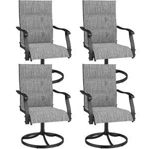 Murago Patio Chairs Set of 4, Outdoor Swivel Chairs Set of 4, Padded Grey | 360 Swivel and All Weather Rocking Chair with Padded Textilene Mesh Fabric and Rust Proof Steel Frame, 400 Lb. Capacity Murago Patio Chairs Set of 4, Outdoor Swivel Chairs Set of 4, Padded Grey | 360 Swivel and All Weather Rocking Chair with Padded Textilene Mesh Fabric and Rust Proof Steel Frame, 400 Lb. Capacity