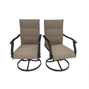 Murago Patio Chairs Set of 2, Outdoor Swivel Chairs Set of 2, Padded Khaki | 360 Swivel and All Weather Rocking Chair with Padded Textilene Mesh Fabric and Rust Proof Steel Frame, 400 Lb. Capacity Murago Patio Chairs Set of 2, Outdoor Swivel Chairs Set of 2, Padded Khaki | 360 Swivel and All Weather Rocking Chair with Padded Textilene Mesh Fabric and Rust Proof Steel Frame, 400 Lb. Capacity
