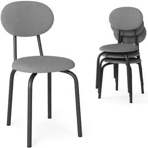 Murago Stackable Dining Chairs Set of 4,Stackable Waiting Room Chairs,Grey | Stacking Kitchen Chairs with Upholstered Back and Seat with Dense Foam Cushions,Steel Frame with 400 Lb. Capacity Murago Stackable Dining Chairs Set of 4,Stackable Waiting Room Chairs,Grey | Stacking Kitchen Chairs with Upholstered Back and Seat with Dense Foam Cushions,Steel Frame with 400 Lb. Capacity