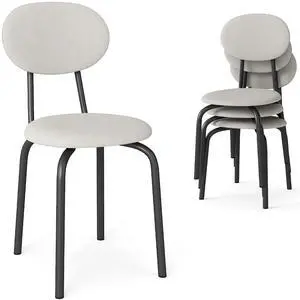 Murago Stackable Dining Chairs Set of 4,Stackable Waiting Room Chairs,Beige | Stacking Kitchen Chairs with Upholstered Back and Seat with Dense Foam Cushions,Steel Frame with 400 Lb. Capacity Murago Stackable Dining Chairs Set of 4,Stackable Waiting Room Chairs,Beige | Stacking Kitchen Chairs with Upholstered Back and Seat with Dense Foam Cushions,Steel Frame with 400 Lb. Capacity