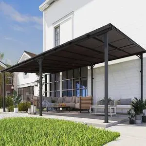 Murago 12' x 20' Lean to Gazebo Pergola with Polycarbonate Panel Roof | Wall Mounted Gazebo with Aluminum Top Frame, Hardtop Pergola with Sloped Roof, Outdoor Heavy Duty Awnings for Patio, Backyard Murago 12' x 20' Lean to Gazebo Pergola with Polycarbonate Panel Roof | Wall Mounted Gazebo with Aluminum Top Frame, Hardtop Pergola with Sloped Roof, Outdoor Heavy Duty Awnings for Patio, Backyard