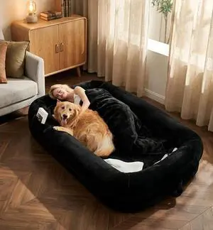 Murago Human Dog Bed,71"x43"x10",Black | Dog Bed for Humans with Smooth Short Plush,Removable Cover & Waterproof Liner,Ideal for Living Room,Bedroom Murago Human Dog Bed,71"x43"x10",Black | Dog Bed for Humans with Smooth Short Plush,Removable Cover & Waterproof Liner,Ideal for Living Room,Bedroom