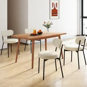 Murago Dining Chairs Set of 4,Boucle Comfortable Upholstered Seat,White | Curved Backrest,Mid Century Modern Contemporary Scandinavian Designer Chairs Ideal for Dining Room,Kitchen Murago Dining Chairs Set of 4,Boucle Comfortable Upholstered Seat,White | Curved Backrest,Mid Century Modern Contemporary Scandinavian Designer Chairs Ideal for Dining Room,Kitchen