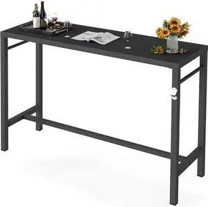 Murago Outdoor Bar Table, Bar Height Outdoor Pub Table, 53 inch Long, Black | Extra Wide, Ideal for Patio, Hot Tub, Dining, Balcony, Poolside, Weatherproof & Rustproof, Built In Bottle Opener Murago Outdoor Bar Table, Bar Height Outdoor Pub Table, 53 inch Long, Black | Extra Wide, Ideal for Patio, Hot Tub, Dining, Balcony, Poolside, Weatherproof & Rustproof, Built In Bottle Opener