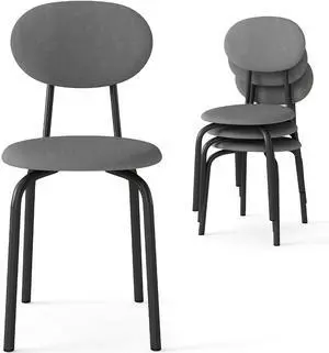 Murago Stackable Mid Century Modern Dining Chairs Set of 4,Gray | Stacking Kitchen Chairs Featuring Upholstered Back & Seat and Dense Foam Cushions,Steel Frame, 400 Lb. Capacity Murago Stackable Mid Century Modern Dining Chairs Set of 4,Gray | Stacking Kitchen Chairs Featuring Upholstered Back & Seat and Dense Foam Cushions,Steel Frame, 400 Lb. Capacity