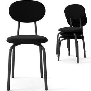 Murago Stackable Mid Century Modern Dining Chairs Set of 4,Black | Stacking Kitchen Chairs Featuring Upholstered Back & Seat and Dense Foam Cushions,Steel Frame, 400 Lb. Capacity Murago Stackable Mid Century Modern Dining Chairs Set of 4,Black | Stacking Kitchen Chairs Featuring Upholstered Back & Seat and Dense Foam Cushions,Steel Frame, 400 Lb. Capacity
