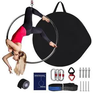 Murago Aerial Lyra Hoop Kit, Yoga Equipment Set | 85cm/90cm, 32mm Thick, Maximum Load 460 LBS, Yoga Equipment Set with Hardware Kit for Yoga Dance, Aerial Fitness Murago Aerial Lyra Hoop Kit, Yoga Equipment Set | 85cm/90cm, 32mm Thick, Maximum Load 460 LBS, Yoga Equipment Set with Hardware Kit for Yoga Dance, Aerial Fitness