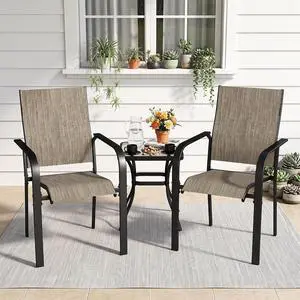 Murago Patio Chairs Set of 2, Dining Chairs Set of 2, Brown | Breathable Textilene Chair, Weather Resistant Patio Chairs, E-coated Metal Frame, Outdoor Dining Chairs for Lawn, Garden Murago Patio Chairs Set of 2, Dining Chairs Set of 2, Brown | Breathable Textilene Chair, Weather Resistant Patio Chairs, E-coated Metal Frame, Outdoor Dining Chairs for Lawn, Garden