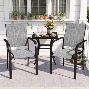 Murago Patio Chairs Set of 2, Dining Chairs Set of 2, Grey | Breathable Textilene Chair, Weather Resistant Patio Chairs, E-coated Metal Frame, Outdoor Dining Chairs for Lawn, Garden Murago Patio Chairs Set of 2, Dining Chairs Set of 2, Grey | Breathable Textilene Chair, Weather Resistant Patio Chairs, E-coated Metal Frame, Outdoor Dining Chairs for Lawn, Garden