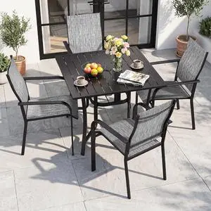 Murago Patio Chairs Set of 4, Dining Chairs Set of 4, Grey | Breathable Textilene Chair, Weather Resistant Patio Chairs, E-coated Metal Frame, Outdoor Dining Chairs for Lawn, Garden Murago Patio Chairs Set of 4, Dining Chairs Set of 4, Grey | Breathable Textilene Chair, Weather Resistant Patio Chairs, E-coated Metal Frame, Outdoor Dining Chairs for Lawn, Garden