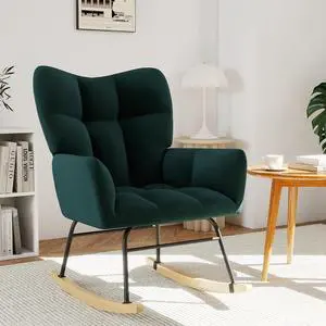 Murago Rocking Chair Nursery, Nursery Rocking Chairs, Baby Rocker, Glider Rocker, Safety Anti Tip Design, 440 Lb. Capacity, Cotton Fabric Cover, Green Murago Rocking Chair Nursery, Nursery Rocking Chairs, Baby Rocker, Glider Rocker, Safety Anti Tip Design, 440 Lb. Capacity, Cotton Fabric Cover, Green