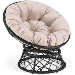 Murago 40" Wicker Papasan Chair,Black Frame with Beige Cushion | Round Circle Chair, Water Resistant Cover, Ideal for Living Room, Bedroom, Porch, Balcony, or Patio, Thick Cushion Murago 40" Wicker Papasan Chair,Black Frame with Beige Cushion | Round Circle Chair, Water Resistant Cover, Ideal for Living Room, Bedroom, Porch, Balcony, or Patio, Thick Cushion