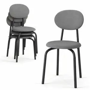 Murago Stackable Dining Chairs Set of 4,Upholstered Kitchen Chairs,Grey | Dense Foam Cushioned Back & Seat,Heavy Duty Steel Frame,400 Lbs Capacity,Multi-Purpose Waiting Room Side Chairs Murago Stackable Dining Chairs Set of 4,Upholstered Kitchen Chairs,Grey | Dense Foam Cushioned Back & Seat,Heavy Duty Steel Frame,400 Lbs Capacity,Multi-Purpose Waiting Room Side Chairs