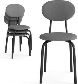 Stackable Dining Chairs Set of 4, Upholstered Kitchen Side Chairs,Gray | Dense Foam Cushioned Back & Seat,Heavy Duty Steel Frame,400 Lbs Capacity,Multi-Purpose Waiting Room Side Chairs Stackable Dining Chairs Set of 4, Upholstered Kitchen Side Chairs,Gray | Dense Foam Cushioned Back & Seat,Heavy Duty Steel Frame,400 Lbs Capacity,Multi-Purpose Waiting Room Side Chairs