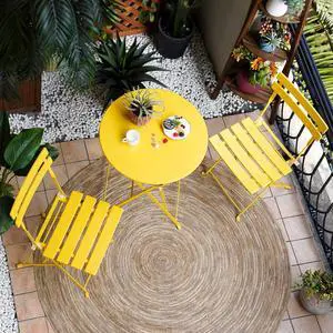 Grand patio 3-Piece Folding Patio Bistro Set Outdoor Porch Balcony, Yellow | Foldable 2 Chairs and 1 Table, Weather-Resistant Outdoor Indoor Conversation Set for Patio, Yard, Garden Grand patio 3-Piece Folding Patio Bistro Set Outdoor Porch Balcony, Yellow | Foldable 2 Chairs and 1 Table, Weather-Resistant Outdoor Indoor Conversation Set for Patio, Yard, Garden