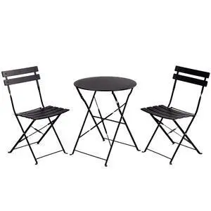 Grand Patio 3 Piece Folding Patio Bistro Set for Outdoor Balcony, Black | Steel Frame, Foldable Table and Chairs, for Balcony Garden Patio, Folding Outdoor Patio Furniture Sets Grand Patio 3 Piece Folding Patio Bistro Set for Outdoor Balcony, Black | Steel Frame, Foldable Table and Chairs, for Balcony Garden Patio, Folding Outdoor Patio Furniture Sets