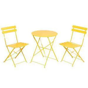 Grand Patio 3 Piece Folding Patio Bistro Set for Outdoor Balcony, Yellow | Steel Frame, Foldable Table and Chairs, for Balcony Garden Patio, Folding Outdoor Patio Furniture Sets Grand Patio 3 Piece Folding Patio Bistro Set for Outdoor Balcony, Yellow | Steel Frame, Foldable Table and Chairs, for Balcony Garden Patio, Folding Outdoor Patio Furniture Sets
