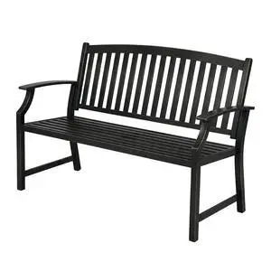 Grand patio 52" Farmhouse Outdoor Bench with Armrest, Black & Gold | Anti-rust Aluminum Frame, Faux Wood Grain Finish, for Front Porch, Yard, Park, Garden Grand patio 52" Farmhouse Outdoor Bench with Armrest, Black & Gold | Anti-rust Aluminum Frame, Faux Wood Grain Finish, for Front Porch, Yard, Park, Garden