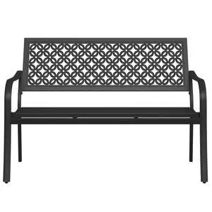 Grand patio 50" Outdoor Bench, Garden Bench with Armrests, Black | Anti-Rust Metal Powder Coated Frame, Patio Bench for Front Porch Park Outside Furniture Grand patio 50" Outdoor Bench, Garden Bench with Armrests, Black | Anti-Rust Metal Powder Coated Frame, Patio Bench for Front Porch Park Outside Furniture
