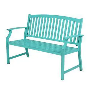 Grand patio 52" Farmhouse Outdoor Bench with Armrest, Turquoise Blue | Anti-rust Aluminum Frame, Faux Wood Grain Finish, for Front Porch, Yard, Park, Garden Grand patio 52" Farmhouse Outdoor Bench with Armrest, Turquoise Blue | Anti-rust Aluminum Frame, Faux Wood Grain Finish, for Front Porch, Yard, Park, Garden