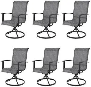 Grand patio Swivel Patio Dining Chairs Set of 6 for Outdoor, Black & Grey | 360 Degree Swivel Rocker, High Back Outdoor Chairs, for Deck Garden Backyard Grand patio Swivel Patio Dining Chairs Set of 6 for Outdoor, Black & Grey | 360 Degree Swivel Rocker, High Back Outdoor Chairs, for Deck Garden Backyard