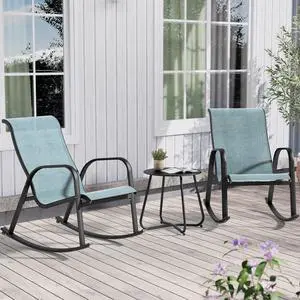 Grand patio Outdoor 3-Piece Patio Bistro Rocking Chair Set Rocker Seating Outside for Front Porch Garden Patio Backyard Blue Grand patio Outdoor 3-Piece Patio Bistro Rocking Chair Set Rocker Seating Outside for Front Porch Garden Patio Backyard Blue