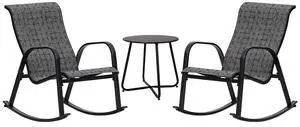 Grand patio 3-Piece Outdoor Bistro Rocking Chair Set Rocker Seating Outside for Front Porch Garden Patio Backyard (Black & Grey Plaid) Grand patio 3-Piece Outdoor Bistro Rocking Chair Set Rocker Seating Outside for Front Porch Garden Patio Backyard (Black & Grey Plaid)