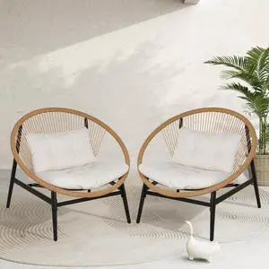 Grand patio Wicker Patio Oversized Chair Set of 2 for Porch Deck, Beige | All-weather Wicker, Olefin Water-resistant Cushions, for Living room/Backyard/Garden Grand patio Wicker Patio Oversized Chair Set of 2 for Porch Deck, Beige | All-weather Wicker, Olefin Water-resistant Cushions, for Living room/Backyard/Garden
