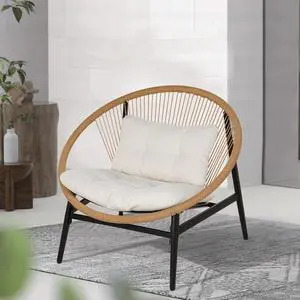 Grand patio Wicker Patio Oversized Chair for Outdoor, Beige | All-weather Wicker, Olefin Water-resistant Cushions, for Living room/Backyard/Garden Grand patio Wicker Patio Oversized Chair for Outdoor, Beige | All-weather Wicker, Olefin Water-resistant Cushions, for Living room/Backyard/Garden