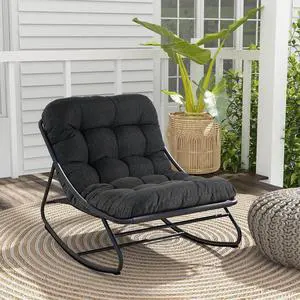 Grand patio Outdoor Rocking Chair, Padded Cushion Recliner Rocker for Front Porch Sunroom Patio Backyard, Comfy Lounge Rocking Chair for Napping Relaxing, Grey Grand patio Outdoor Rocking Chair, Padded Cushion Recliner Rocker for Front Porch Sunroom Patio Backyard, Comfy Lounge Rocking Chair for Napping Relaxing, Grey