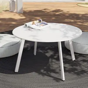 Grand patio Outdoor Side Table, 28-inch Powder Coated Steel Round Coffee Table for Porch, Deck, Balcony, Poolside, White Grand patio Outdoor Side Table, 28-inch Powder Coated Steel Round Coffee Table for Porch, Deck, Balcony, Poolside, White